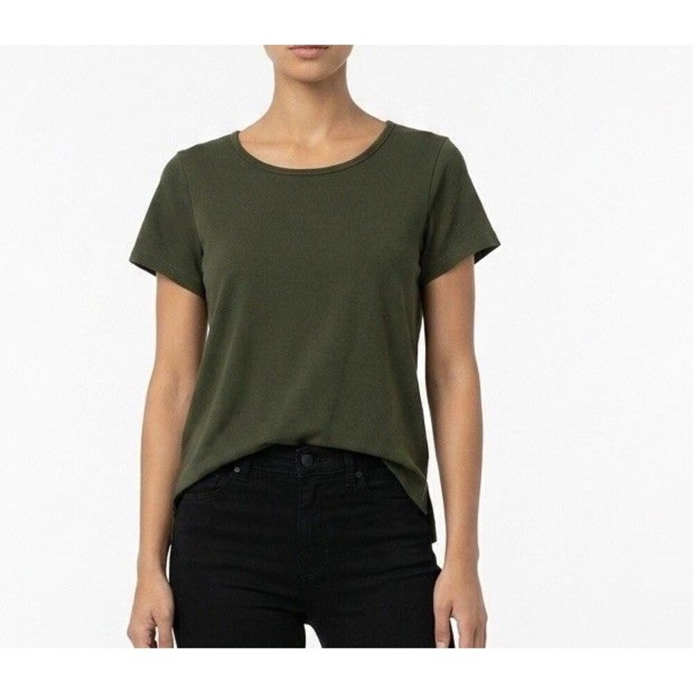 NWT Women’s Basic Tee Green Olive Size M Jacquard Mesh T-Shirt Short Sleeves